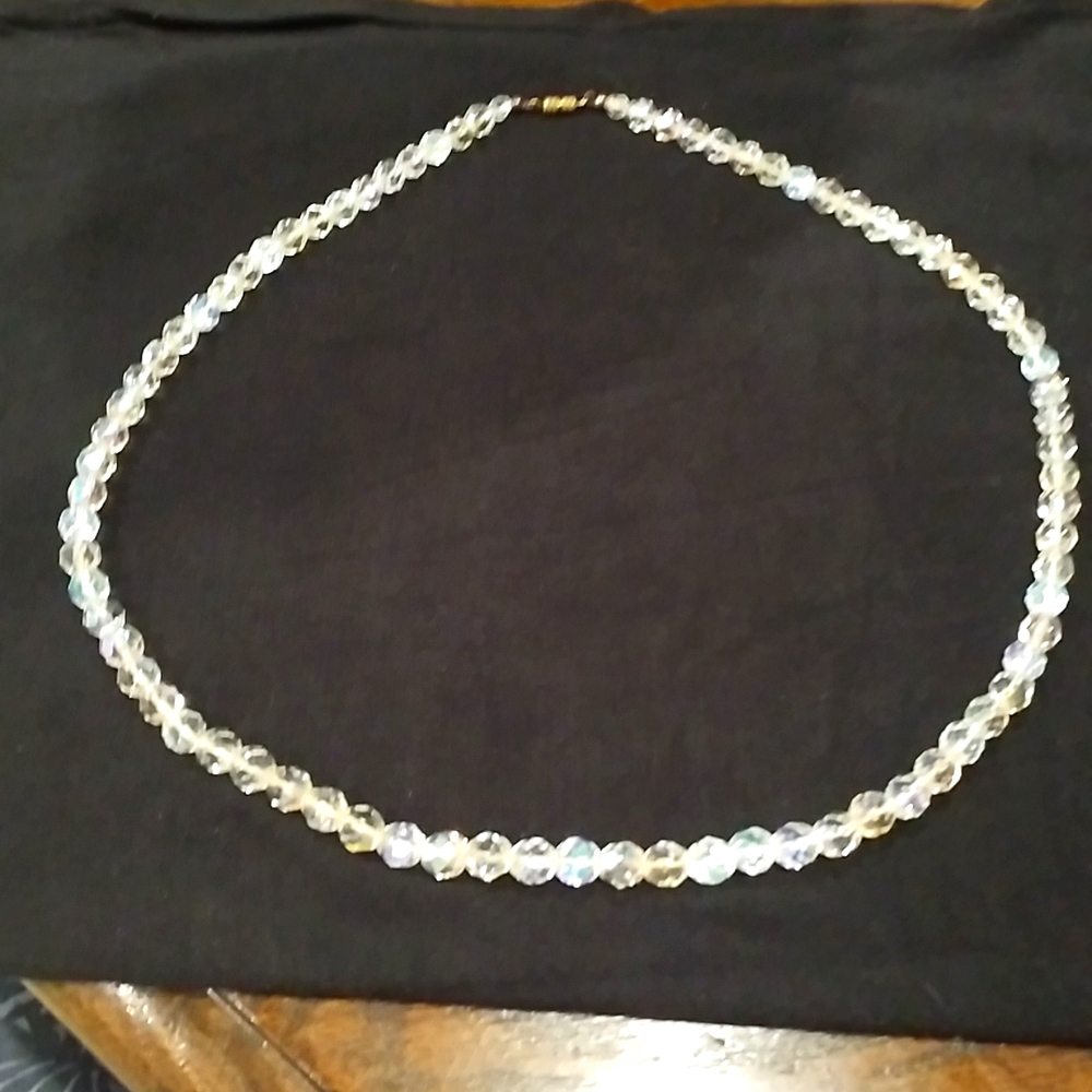 Aurora Borealis Crystal Necklace 24" length.